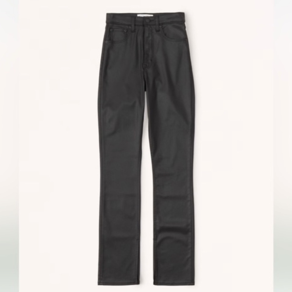 NWOT Abercrombie Ultra High Rise 90s Slim Straight Jean Coated Black (Size 24)